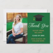 Afstuderen Groen Goud Foto Custom 2025 Afstuderen Bedankkaart (Voorkant)