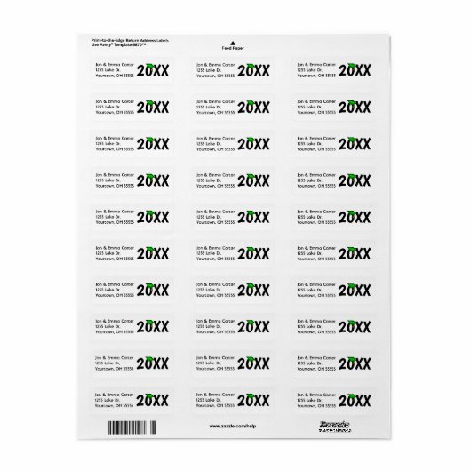 Afstuderen groen pet en goudassel etiket (Full Sheet)