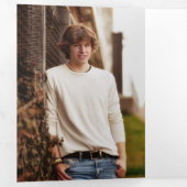 Afstuderen Groen Vet & Modern Foto Drieluik Uitnodiging (Binnenzijde eerst)