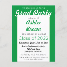 Afstuderen Groen Wit Vet Afstudeerder Uitnodiging Briefkaart