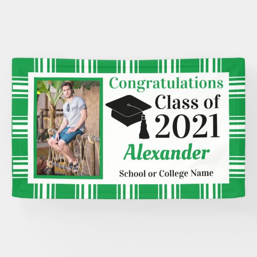 Afstuderen Groen Witte Pset School Colors Spandoek (Horizontaal)