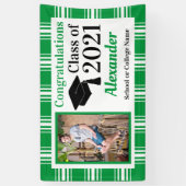 Afstuderen Groen Witte Pset School Colors Spandoek (Verticaal)