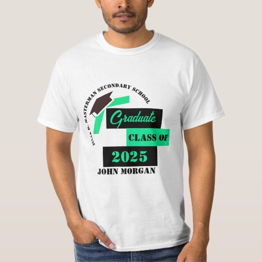 Afstuderen Groen Zwart Wit Afstuderen T-shirt (Voorkant)