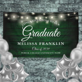 Afstuderen Groene Rustic Wood String Lights Spandoek