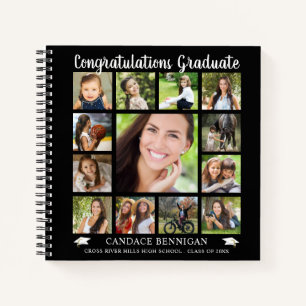 Afstuderen Guest Book 13 Photo Collage Black Notitieboek