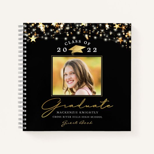 Afstuderen Guest Book 2022 Photo Black Gold Notitieboek (Voorkant)