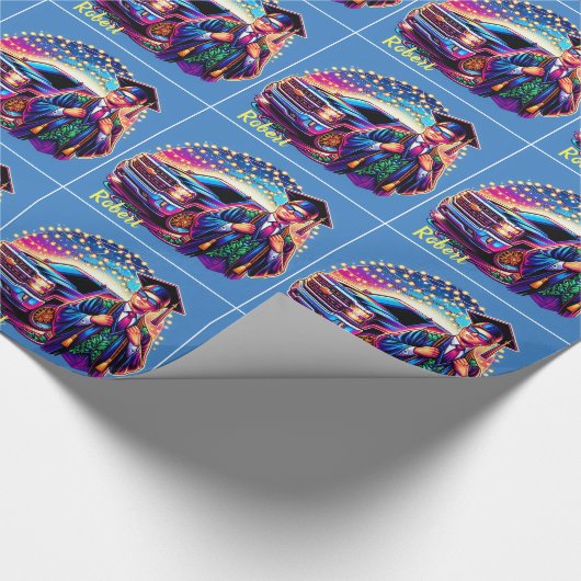 Afstuderen Guy Met Pickup Truck Custom Cadeaupapier (Hoek)