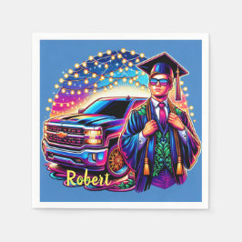 Afstuderen Guy Met Pickup Truck Custom Servet