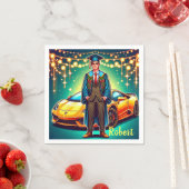 Afstuderen Guy Met Snelle Auto Custom Servet (Insitu)