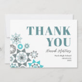 Afstuderen Hand Drawn Shapes Tropicana Blauwgroen Bedankkaart (Voorkant)