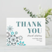 Afstuderen Hand Drawn Shapes Tropicana Blauwgroen Bedankkaart (Staand voorkant)