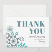 Afstuderen Hand Drawn Shapes Tropicana Blauwgroen Bedankkaart (Voorkant / Achterkant)