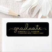 Afstuderen Hand Lettered Gold Foil Look Script Etiket (Insitu)