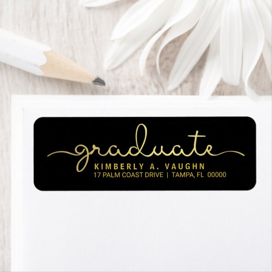Afstuderen Hand Lettered Gold Foil Look Script Etiket (Insitu)