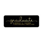 Afstuderen Hand Lettered Gold Foil Look Script Etiket (Voorkant)
