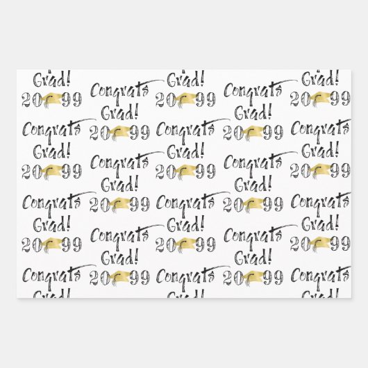 Afstuderen hand Lettert AFSTUDEERDER CONGRATS Inpakpapier Vel (Voorkant 3)