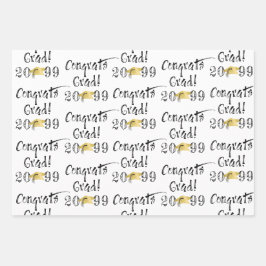 Afstuderen hand Lettert AFSTUDEERDER CONGRATS Inpakpapier Vel