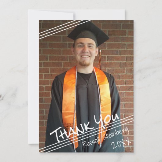 Afstuderen hand Lettert Dank u | Eén foto Bedankkaart (Voorkant)
