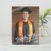 Afstuderen hand Lettert Dank u | Eén foto Bedankkaart (Staand voorkant)