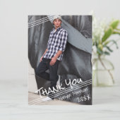Afstuderen hand Lettert Dank u | Eén foto Bedankkaart (Staand voorkant)