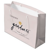 Afstuderen handgeschreven afstudeerdop roze groot cadeauzakje (Achterkant Gekanteld)