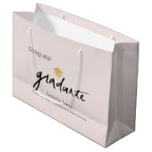 Afstuderen handgeschreven afstudeerdop roze groot cadeauzakje (Voorkant Gekanteld)