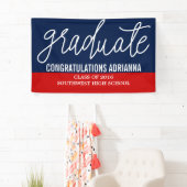 Afstuderen handgeschreven felicitaties Navy Blue R Spandoek (Insitu)