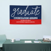 Afstuderen handgeschreven felicitaties Navy Blue R Spandoek (Beurs)