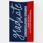 Afstuderen handgeschreven felicitaties Navy Blue R Spandoek (Verticaal)