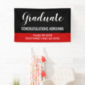 Afstuderen handgeschreven felicitaties zwart rood spandoek (Insitu)