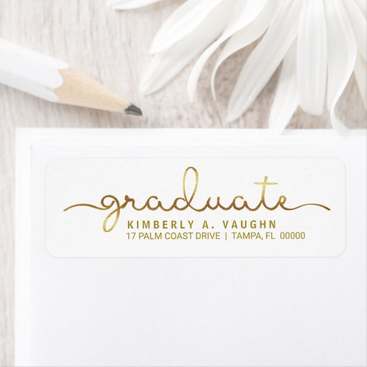 Afstuderen Handgeschreven Gold Foil Look Script Etiket (Insitu)
