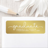 Afstuderen Handgeschreven Gouden Shimmer Script Etiket (Insitu)