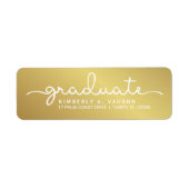 Afstuderen Handgeschreven Gouden Shimmer Script Etiket (Voorkant)