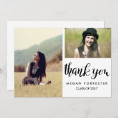 Afstuderen Handgeschreven Hartelijk dank Twee foto Kaart (Voorkant / Achterkant)