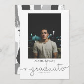 Afstuderen handgeschreven penseelstreken Aangepast Aankondiging (Voorkant / Achterkant)