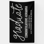 Afstuderen handgeschreven script gelukwensen zwart spandoek (Verticaal)