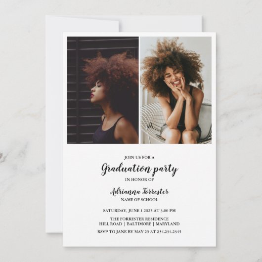 Afstuderen handgeschreven script Moderne foto Kaart (Achterkant)