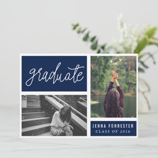 Afstuderen handgeschreven script twee foto's marin kaart (Staand voorkant)