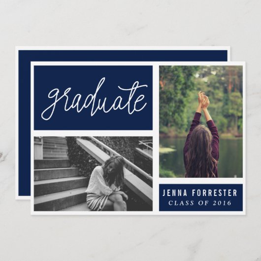 Afstuderen handgeschreven script twee foto's marin kaart (Voorkant / Achterkant)