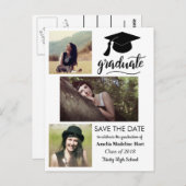 Afstuderen handgeschreven | Sparen de Datum Drie F Briefkaart (Voorkant / Achterkant)