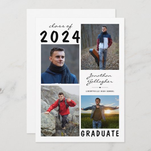 Afstuderen handschrift 5 Foto collage Aankondiging (Voorkant / Achterkant)