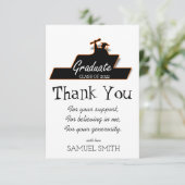 Afstuderen handschrift zwart/wit schuifwiel Dank Bedankkaart (Staand voorkant)