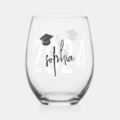 Afstuderen handtekeningscript wijnglas zonder voet (Achterkant)