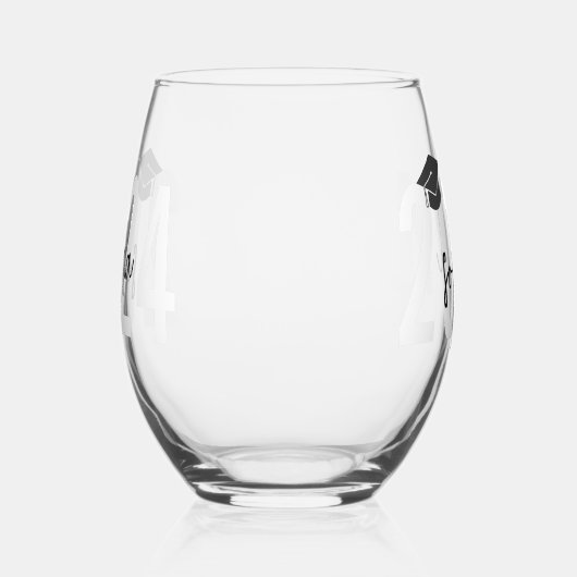 Afstuderen handtekeningscript wijnglas zonder voet (Rechts)