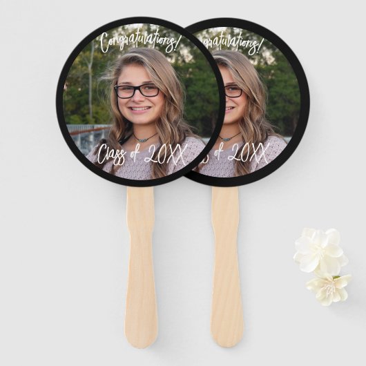 Afstuderen handventilator, foto gunst Afstuderen Handwaaier (Voorkant en achterkant)