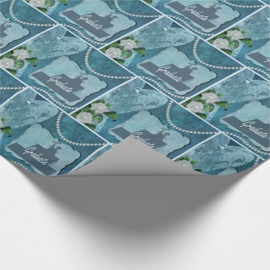 Afstuderen Hart Parels Bloemen Cadeaupapier (Hoek)