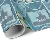 Afstuderen Hart Parels Bloemen Cadeaupapier (Rol Hoek)