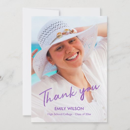 Afstuderen Hartelijk dank Afstudeerder foto Violet Aankondiging (Voorkant)