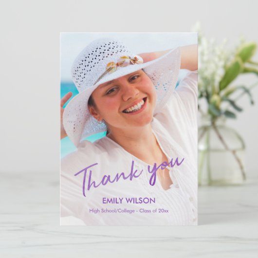 Afstuderen Hartelijk dank Afstudeerder foto Violet Aankondiging (Staand voorkant)