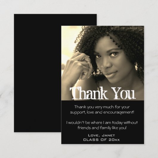 Afstuderen Hartelijk dank Afstudeerder Fotokaart Bedankkaart (Voorkant / Achterkant)